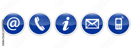 Contact Us – Round glossy blue sticker buttons