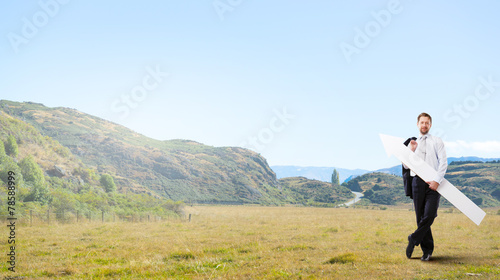 Man with banner