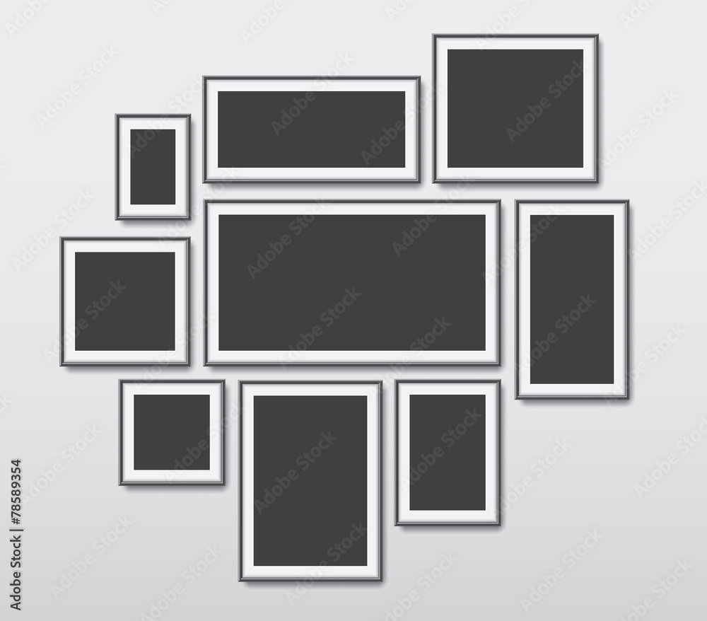 Realistic picture frames vector set illustration background