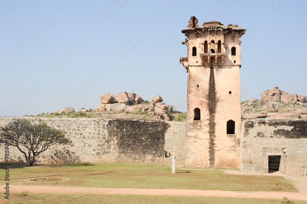 Watch tower of royal fort Zenana Enclosure at Hampi