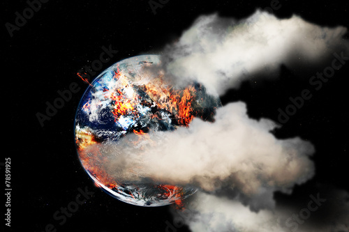 Burning globe earth photo