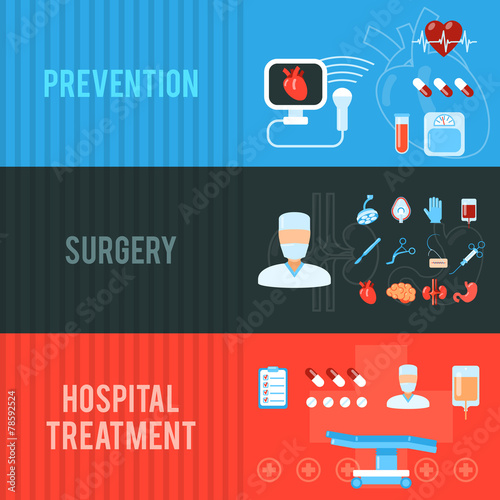 Surgery concept horizontal banners set