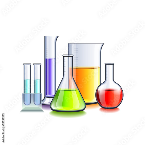 Laboratory glassware isolated on white vector