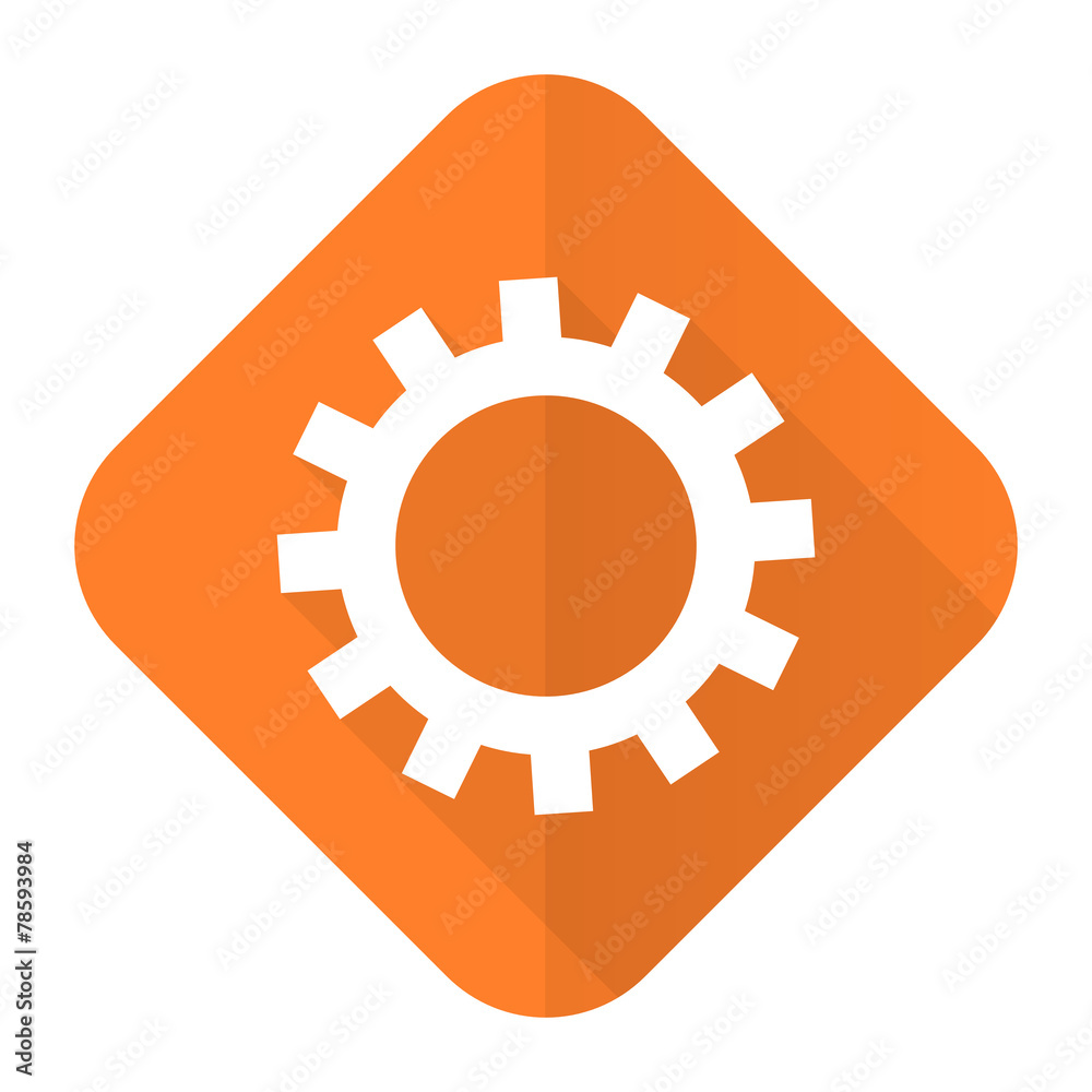 gears orange flat icon options sign