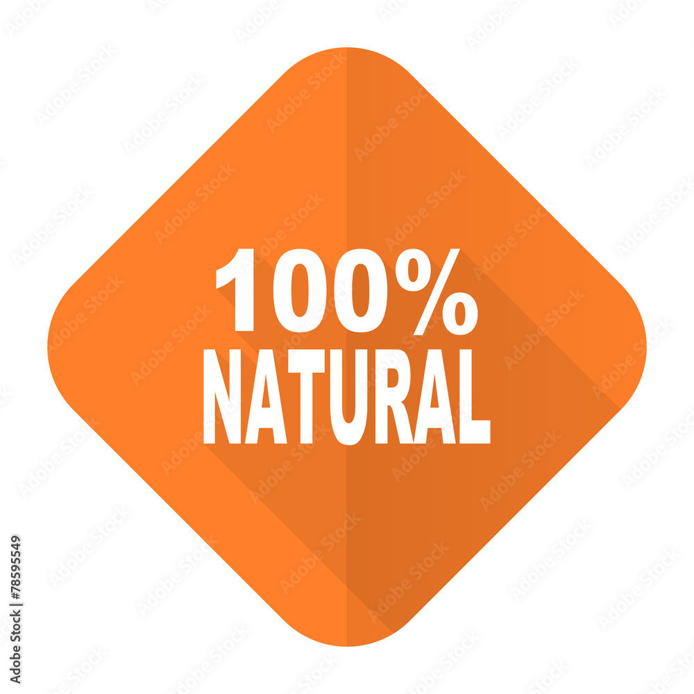 natural orange flat icon 100 percent natural sign natural orange flat icon 100 percent natural sign