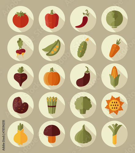 Vegetable flat icon with long shadow