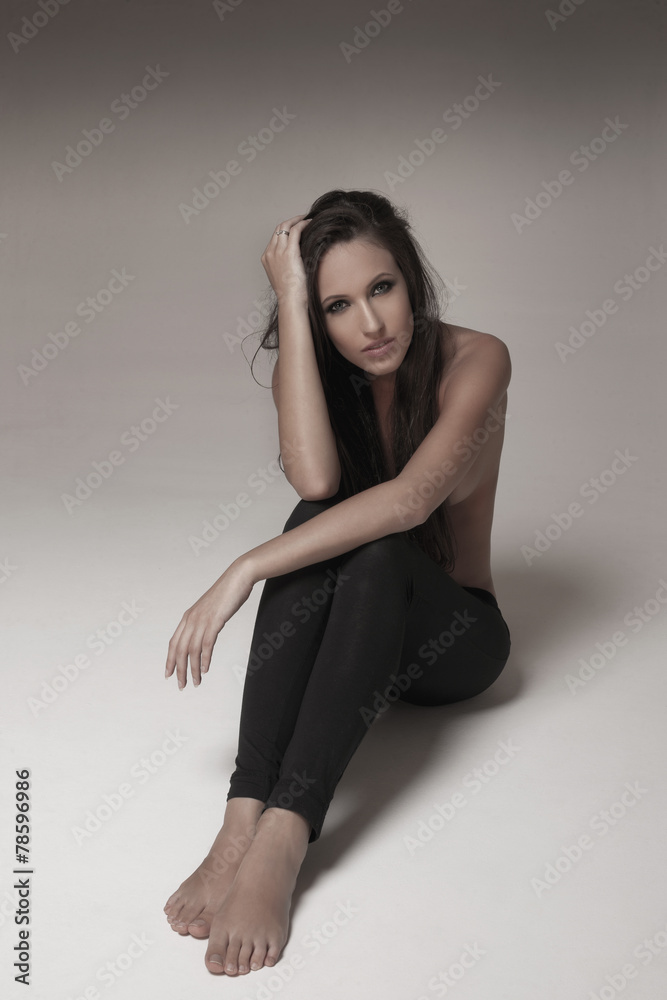 Young woman wearing leggins. Young woman wearing leggins.