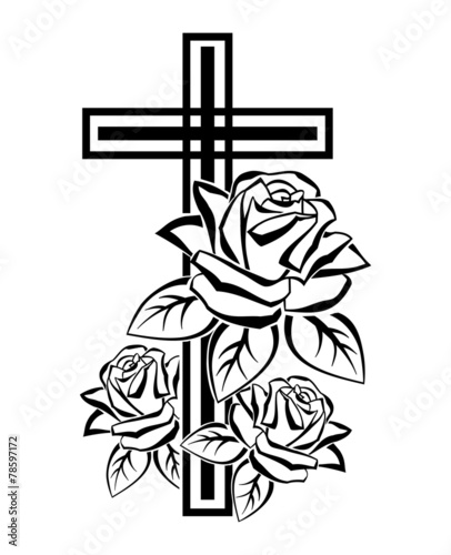 crucifix with roses