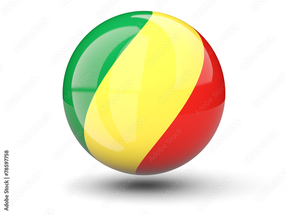 Round icon of flag of republic of the congo