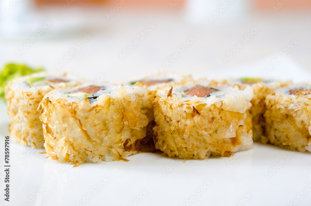 Rolls, sushi and ginger Rolls, sushi and ginger
