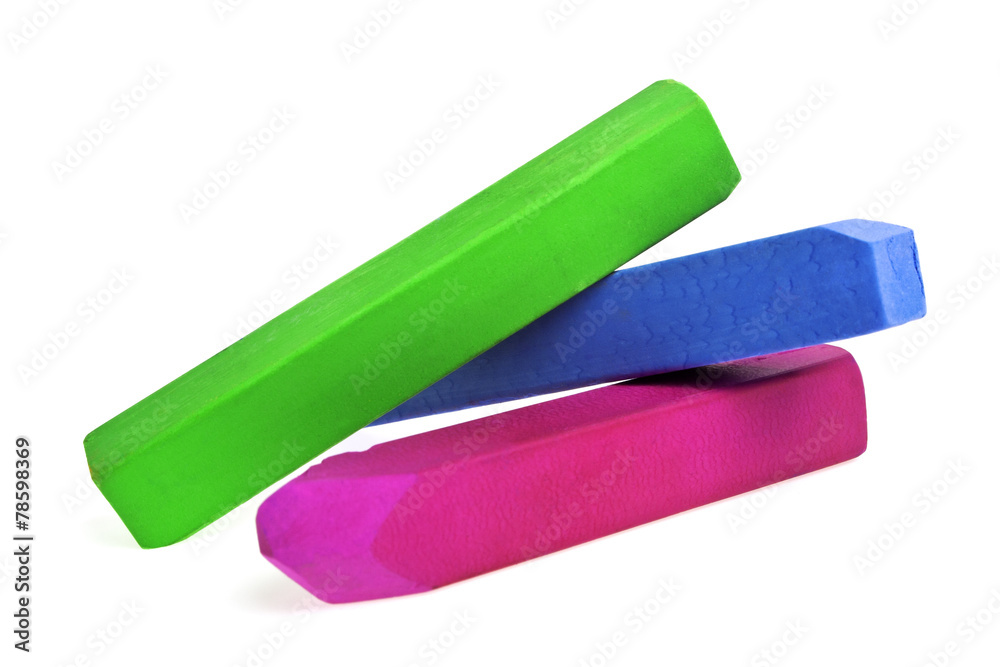 Colorful chalks on a white background Colorful chalks on a white background