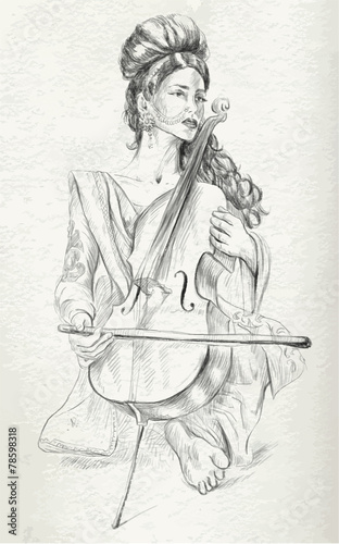 Violoncello Player - vector illustration (converted)