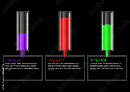 Vector illustration infographic cylinders with liquid
