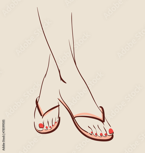 Woman wearing summer shoes, flip flops