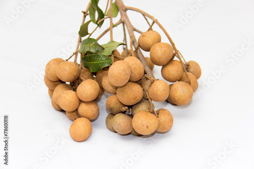 Dimocarpus longan exotic fruits isolated on white background.