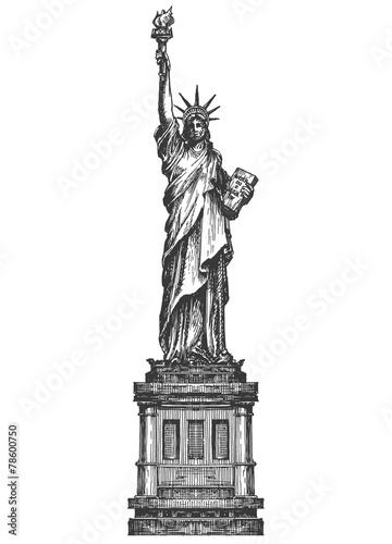 statue of liberty logo design template. America or United States icon.