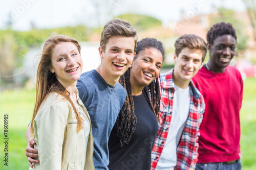 Multiethnic group of teenagers outdoor