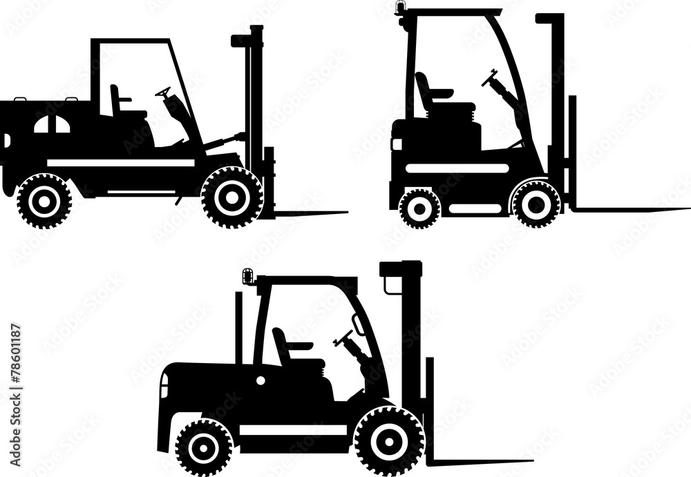 Fototapeta premium Forklifts. Heavy construction machines. Vector illustration