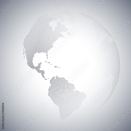 Dotted world globe, light design vector illustration