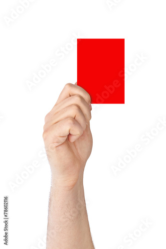 Hand holding a red card