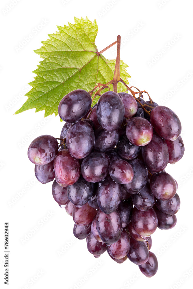 Fototapeta premium ripe red grapes with leaves