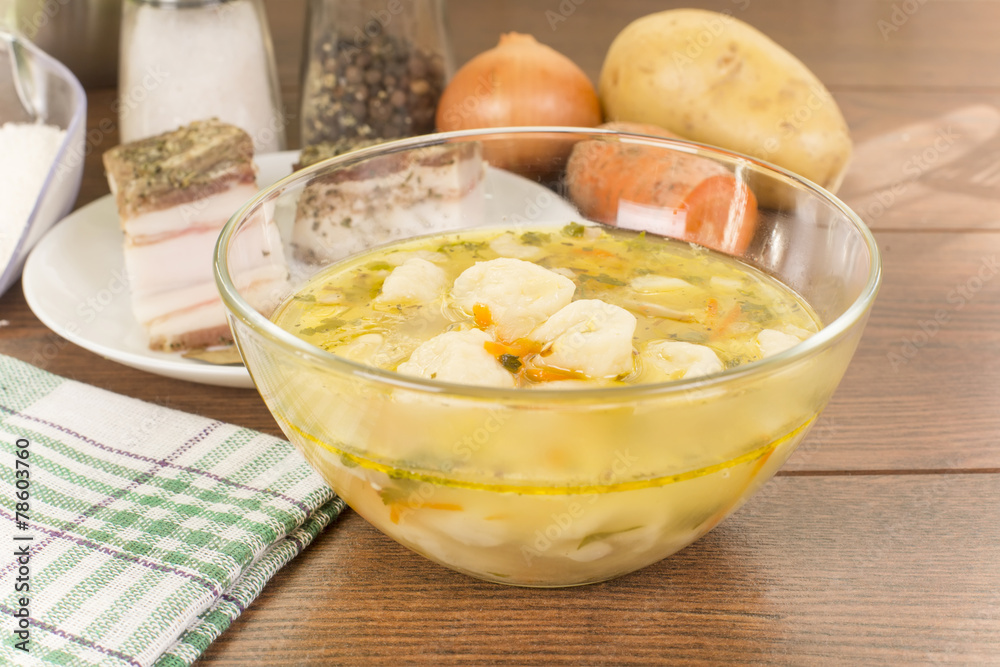 soup with dumplings and ham soup with dumplings and ham