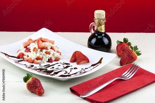 Strawberry risotto with traditional italian balsamic vinegar