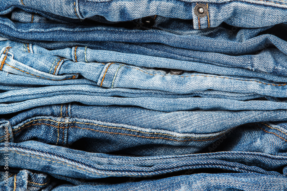 Stack of blue jeans Stack of blue jeans