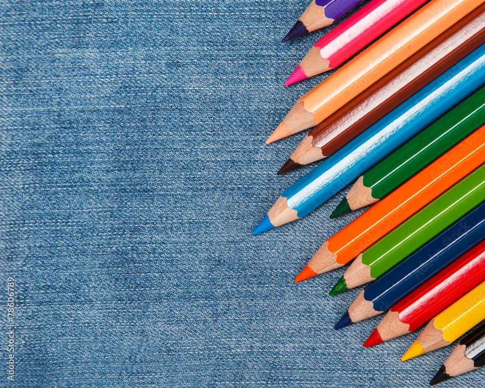 Pencils over jeans surface Pencils over jeans surface
