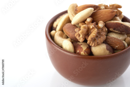 Mix nuts on white background