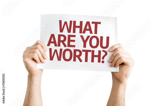 What Are You Worth? card isolated on white background