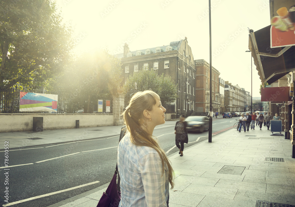 Fototapeta premium young woman on street of London