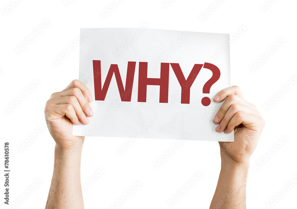 Why? card isolated on white background Why? card isolated on white background