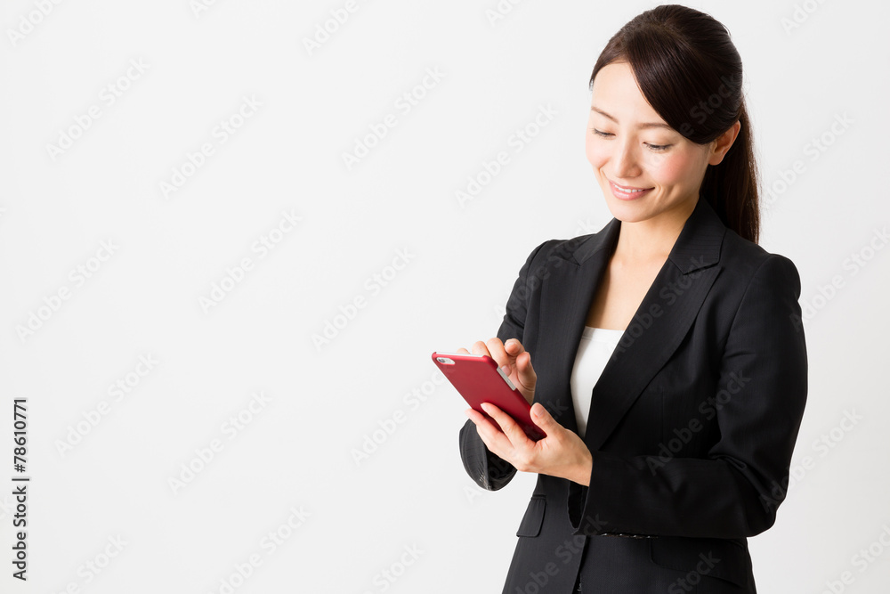 asian businesswoman on white background