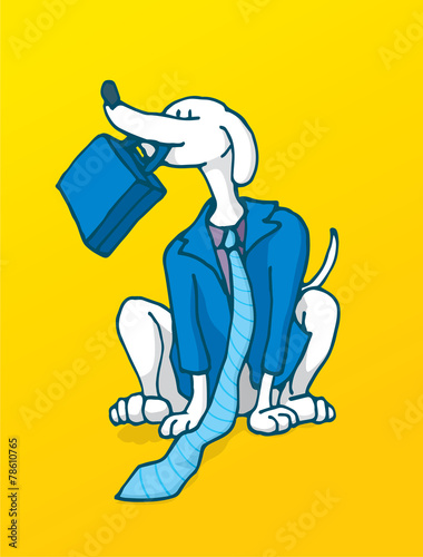 Loyal business employee working like a dog in costume