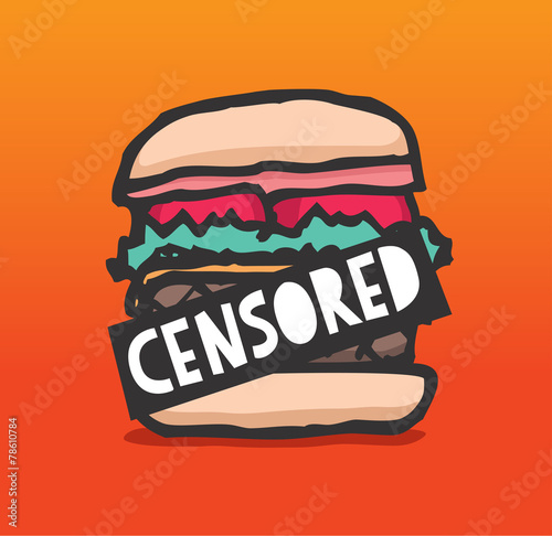 Censored meat hamburger