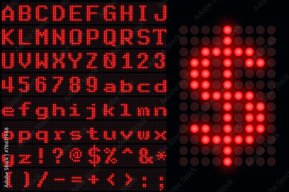 Red dotted LED display letter set