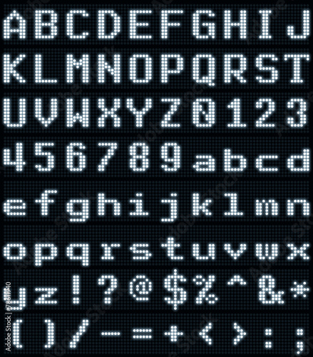 Cool white dotted LED display letter set