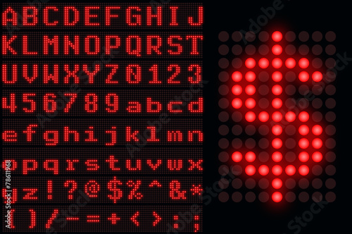 Red dotted LED display letter set