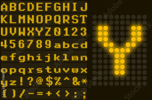 Yellow dotted LED display letter set
