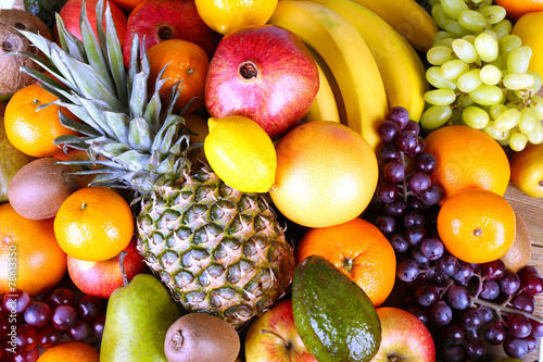 Assortment of exotic fruits close-up