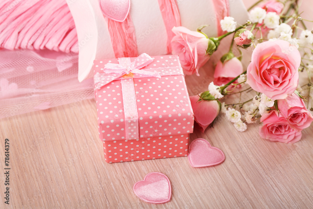 Handmade gift on Valentine Day, close-up Handmade gift on Valentine Day, close-up