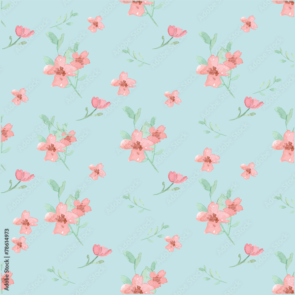 Seamless flowers and leaves pattern