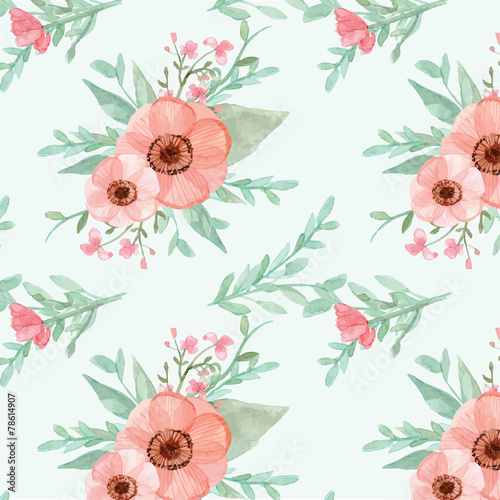 Seamless flowers and leaves pattern