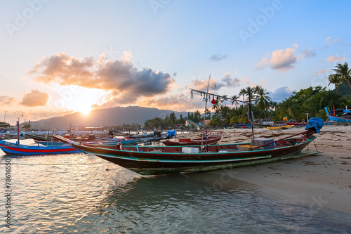 sunset in the fishing village