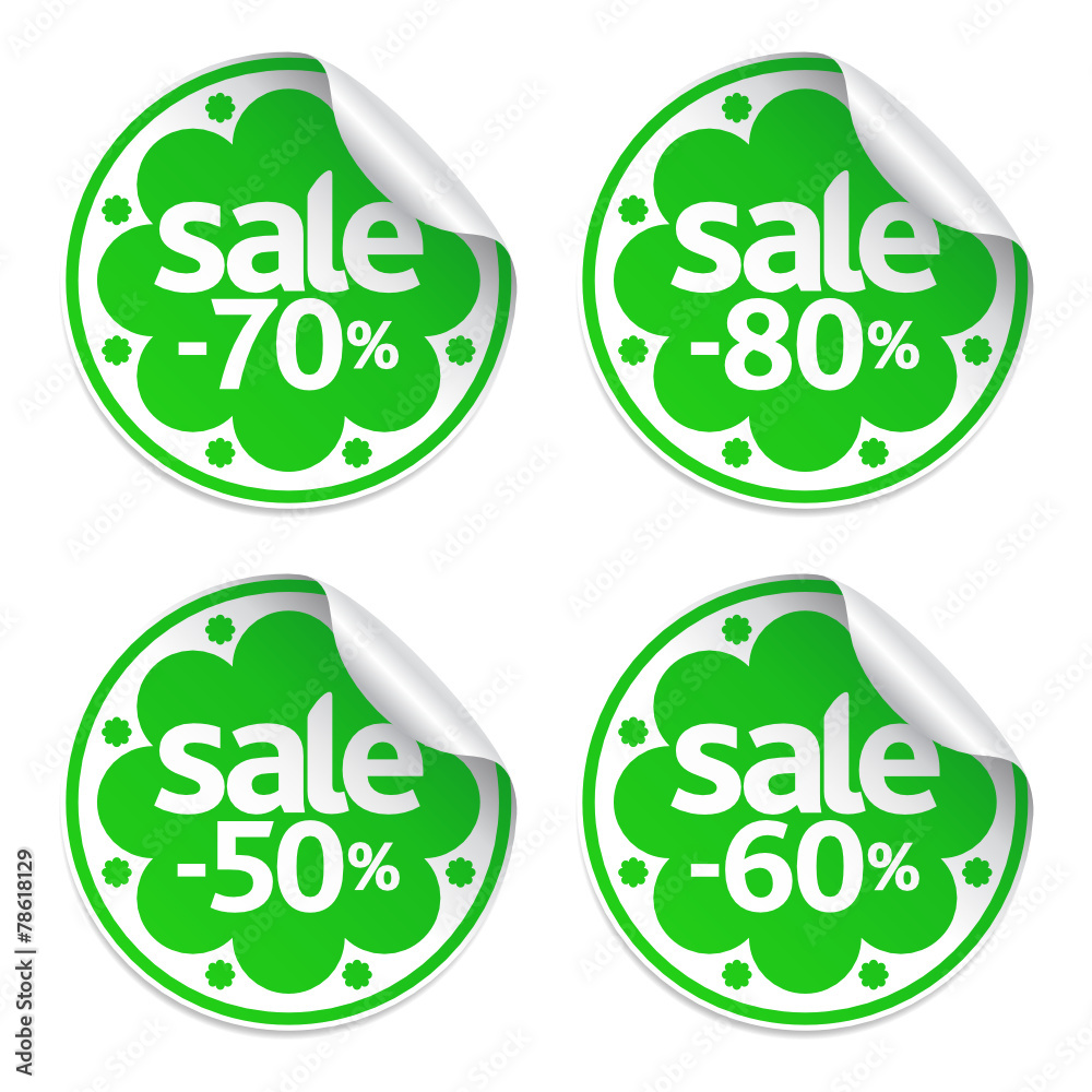 Spring sale green stickers set Spring sale green stickers set