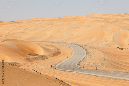 Road through the desert in Liwa Oasis area, Abu Dhabi