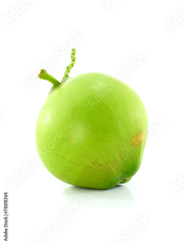 Green coconut Fruit isolated on white background.