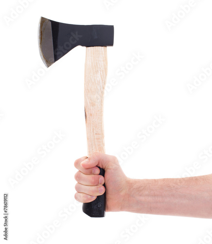 Hand holding a modern axe