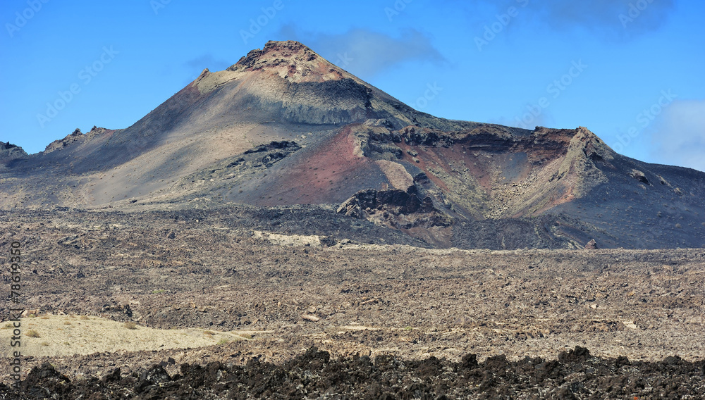 volcanic landscape at  Lanzarote Island, Canary Islands, Spain